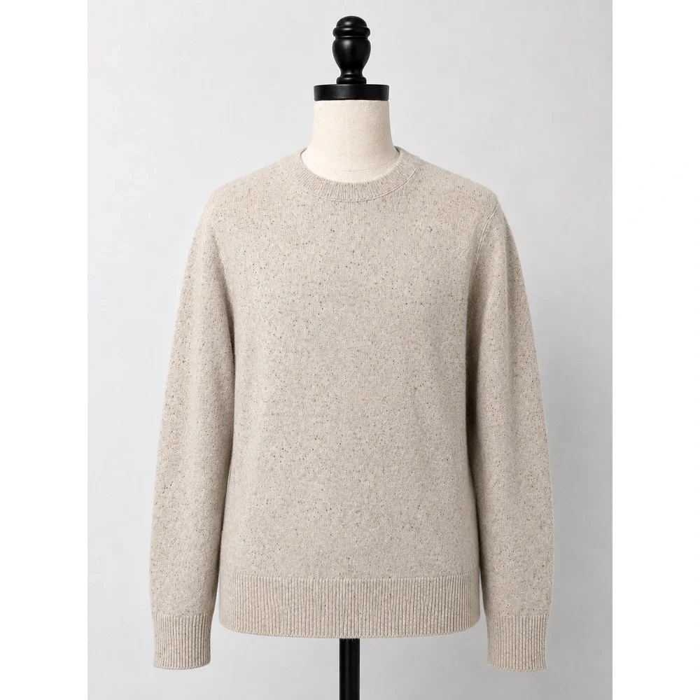 Banana Republic Mens 100% Cashmere Crewneck Sweater Oatmeal Fleck Size Medium